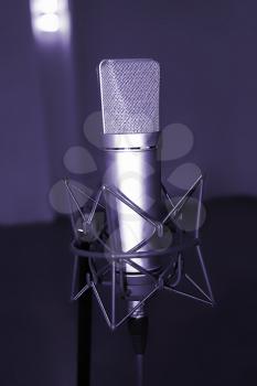 microphone in studio of sound recording