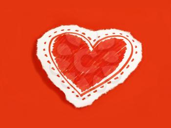 stylized love symbol on red background