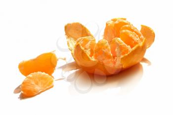close-up of tasty mandarin (tangerine) isolated on white