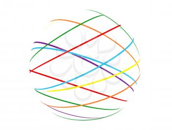 abstract sphere from multi-colored lines on white