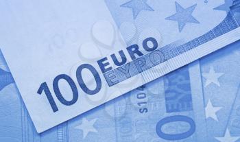hundred euros blue abstract background