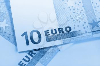 ten euro money, abstract blue background