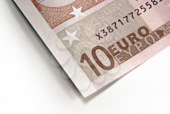 fragment of ten euro isolated on white