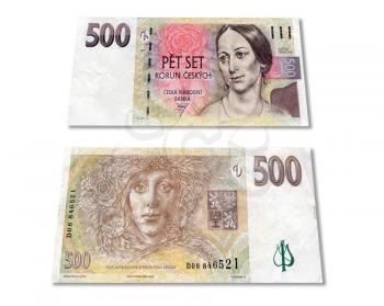 czech crones money banknotes over white