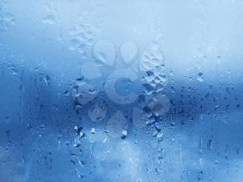 natural water drops on window glass