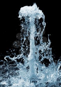 close-up of waterfall isolated on black background