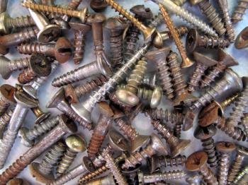 assortment of screws close-up