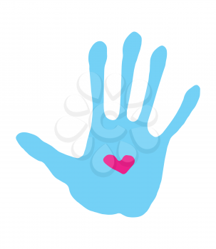 vector abstract handprint with love symbol 