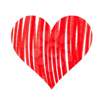 Abstract bright red heart on white background