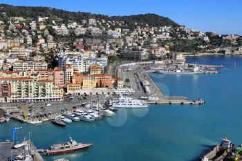 City of Nice in France, beautiful view above Port of Nice on French Riviera