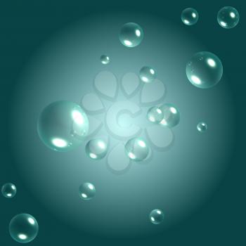 Abstract bubbles on green background