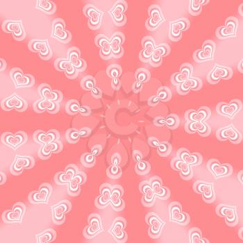 Pink background with abstract hearts