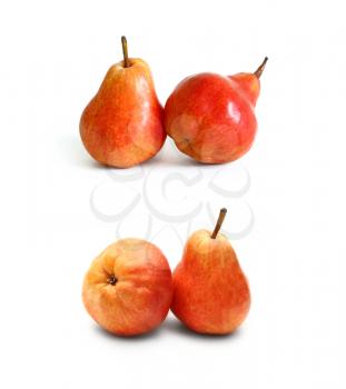 Red pears on white background