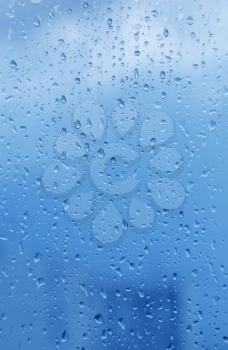 Drops of water on glass, natural backgraund