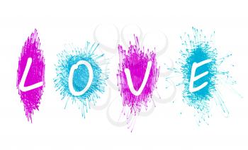 Abstract word Love with color design elements on white background