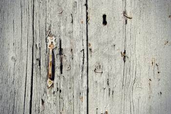 Vintage wooden door texture with handle