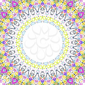 White background with bright colorful abstract pattern frame