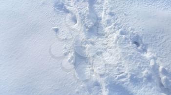 Footsteps on the snow background