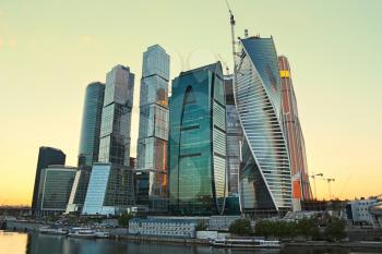 Moscow-city (Moscow International Business Center) at evening, Russia