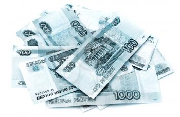 Russian rubles isolated on white background