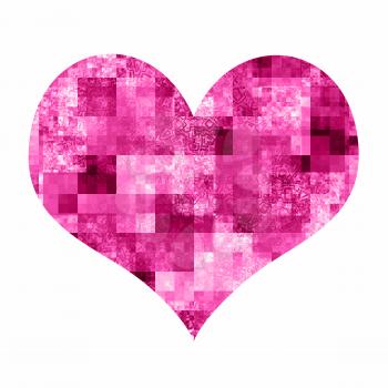 Abstract heart with bright mosaic pattern on white background
