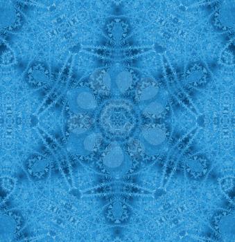 Blue background with concentric abstract ice pattern star