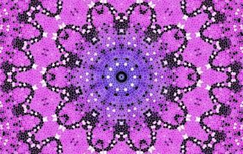 Bright pink-lilac background with abstract mosaic pattern