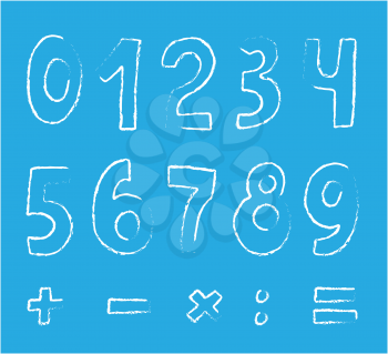 Vector set of numbers on blue
