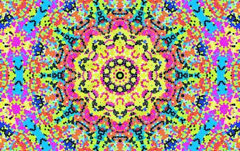 Bright multi-color background with abstract concentric mosaic pattern