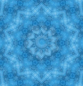 Blue background with concentric abstract ice pattern star