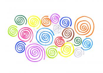 Abstract colorful curl shapes on white background for design