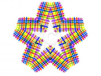 Color abstract checkered star-shaped on white