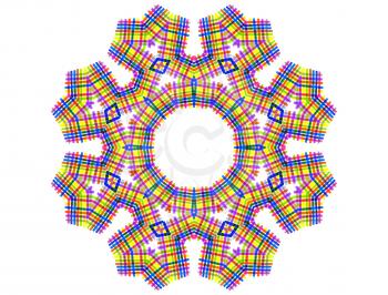 Color abstract checkered concentric shape on white background