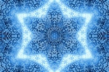 Blue background with abstract shape concentric pattern