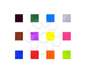 Set of abstract colorful square textures on white for design 