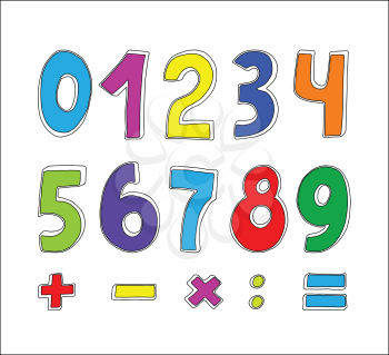 vector set of color numbers on white