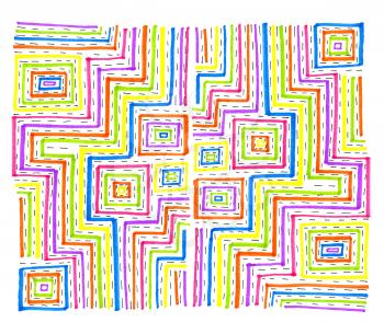 Abstract colorful rectangular pattern on white background, hand draw