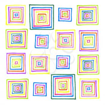 Abstract colorful pattern from squares on white background for design