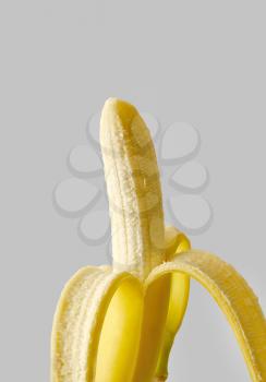 Ripe sweet banana isolated on a gray background