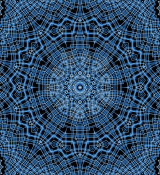 Abstract blue concentric pattern on black background 