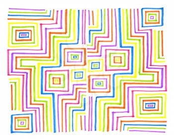 Abstract colorful rectangular pattern on white background, hand draw