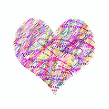 Abstract heart with bright colorful pattern on white background