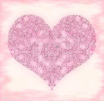 Pink background with abstract pattern love symbol