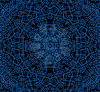 Abstract blue concentric pattern on black background 