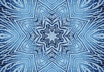 Bright blue abstract concentric pattern with soap foam on glass
