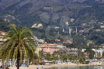 Beautiful view of Menton city, French Riviera, France