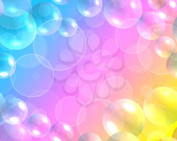 Abstract colorful background with bokeh and 3d air bubbles pattern