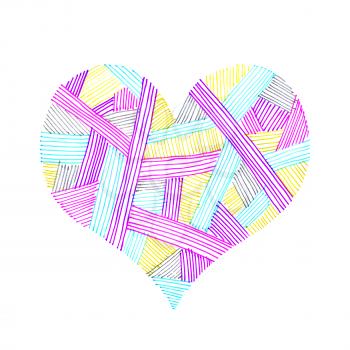Abstract pattern heart on white background, hand draw