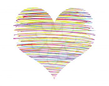 Abstract heart with bright colorful strokes pattern 