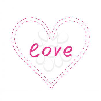 Abstract pink heart with love on white background